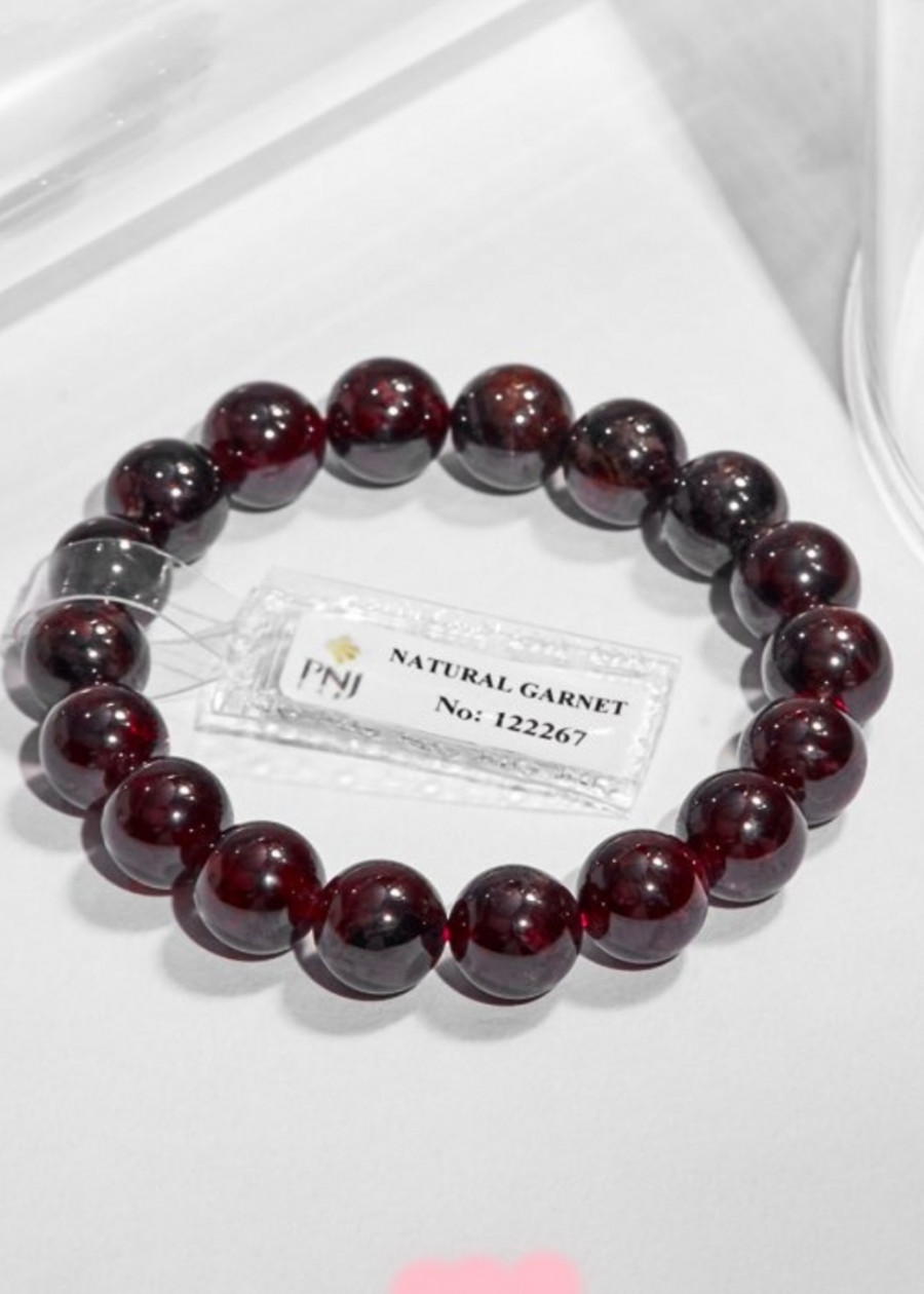 Gembank Vòng Tay Ngọc Hồng Lựu Garnet Tự Nhiên 10MM Kèm Giấy Kiểm Định