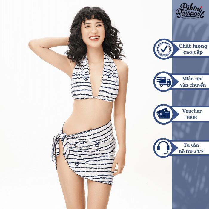 Bộ đồ bơi NỮ BIKINI PASSPORT kiểu Hai mảnh sexy, quần cover - Trắng - BS432_WH