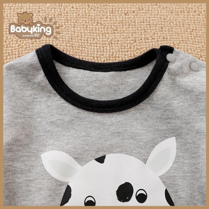 BodySuit,áo liền quần dễ thương dài tay kiểu bò xám cho bé , cotton 100%, thương hiệu Aiueo Nhật Bản.