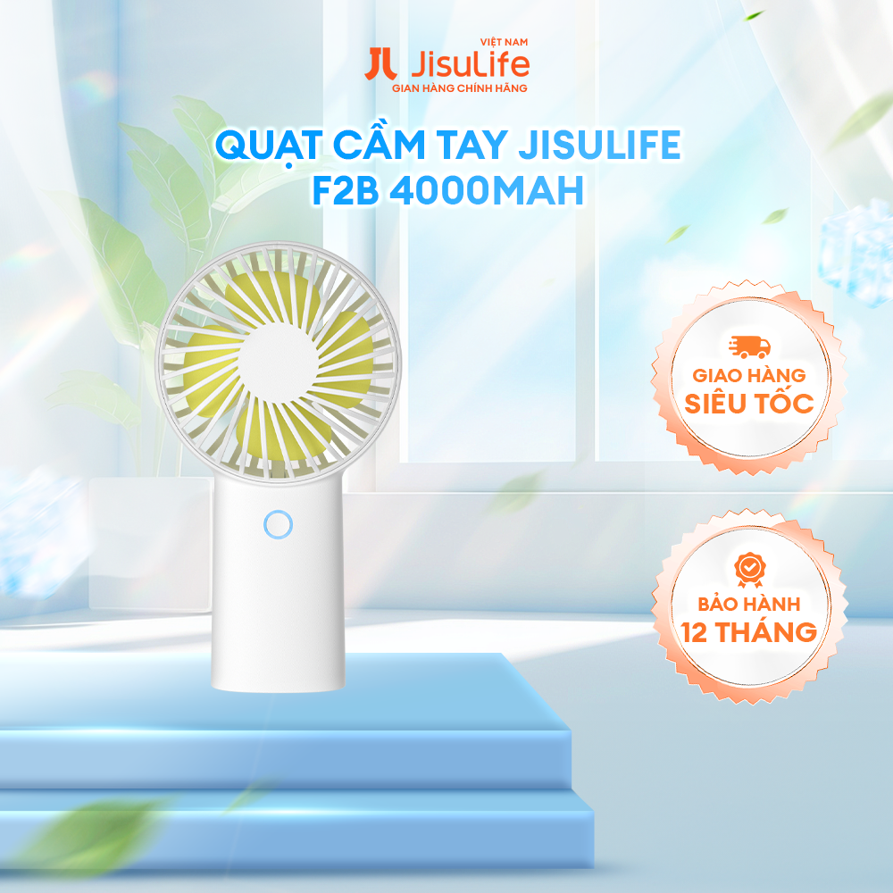 Quạt Cầm Tay Mini JISULIFE F2B ABS 4000mAh - Sạc Nhanh - Sử Dụng Lên Đến 20H - Hàng Chính Hãng