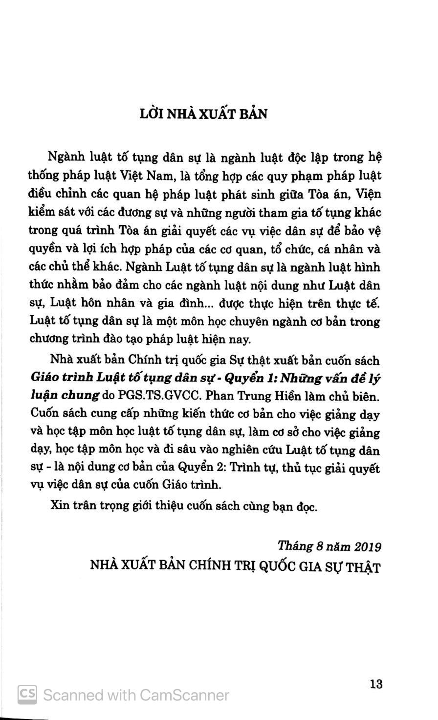 Giáo Trình Luật Tố Tụng Dân Sự - Quyển I: Những Vấn Đề Lý Luận Chung