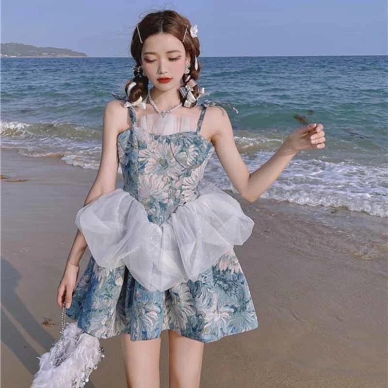 Váy hai dây hoa phối ren xinh xắn