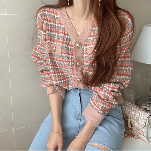 Áo khoác len Cardigan áo dệt kim nút bạc phong cách Hàn