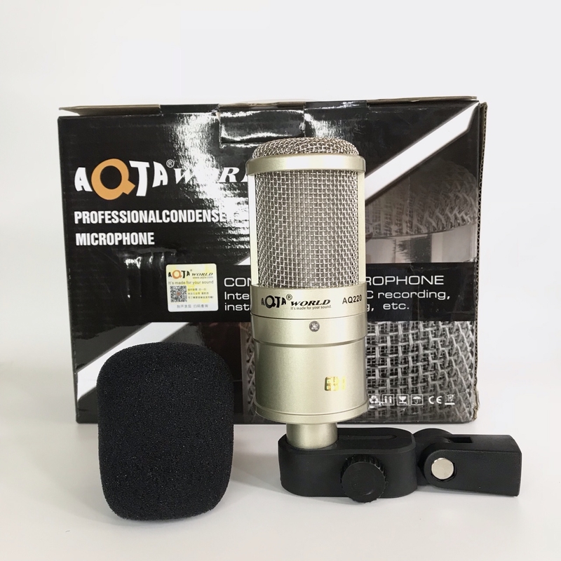 Trọn bộ Live stream Sound H9 và micro AQTA AQ220 hàng chính hãng đầy đủ phụ kiện kẹp bàn + màng lọc âm + tai nghe ốp