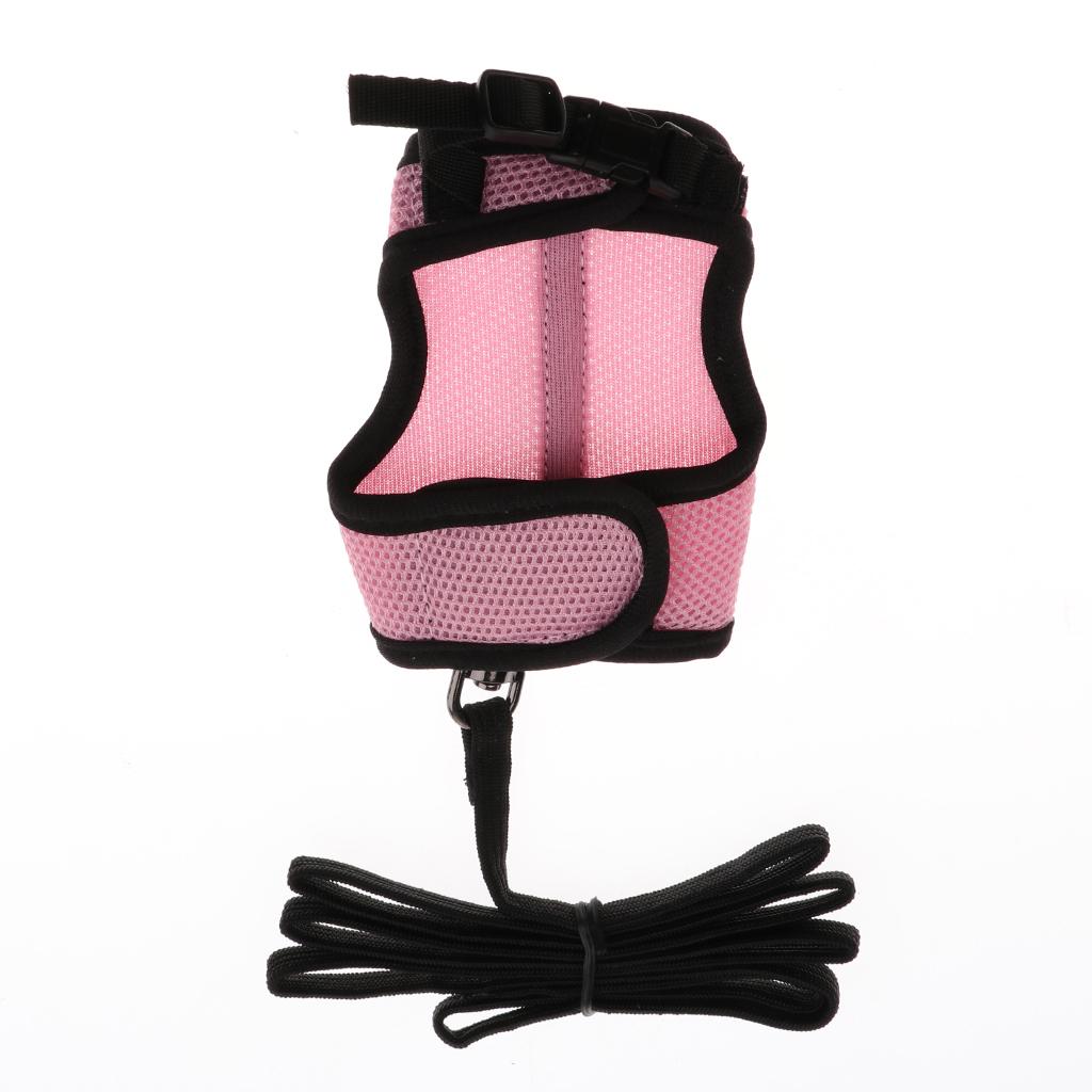 2x Hamster Rabbit Guinea Pig Rat Ferret Breathable Mesh Harness Leash Pink S