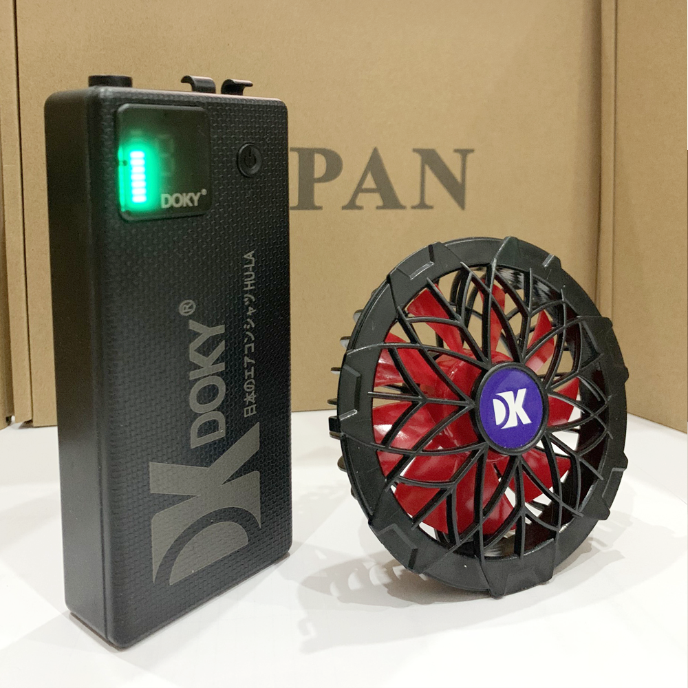 Bộ Phụ Kiện Áo Điều Hòa DOKY Nhật Bản Cao Cấp, PIN 40.000mAh, Quạt 12V, Chạy 18-20 Tiếng, Có 8 Số Gió Màn Hình LED, BH 12 Tháng