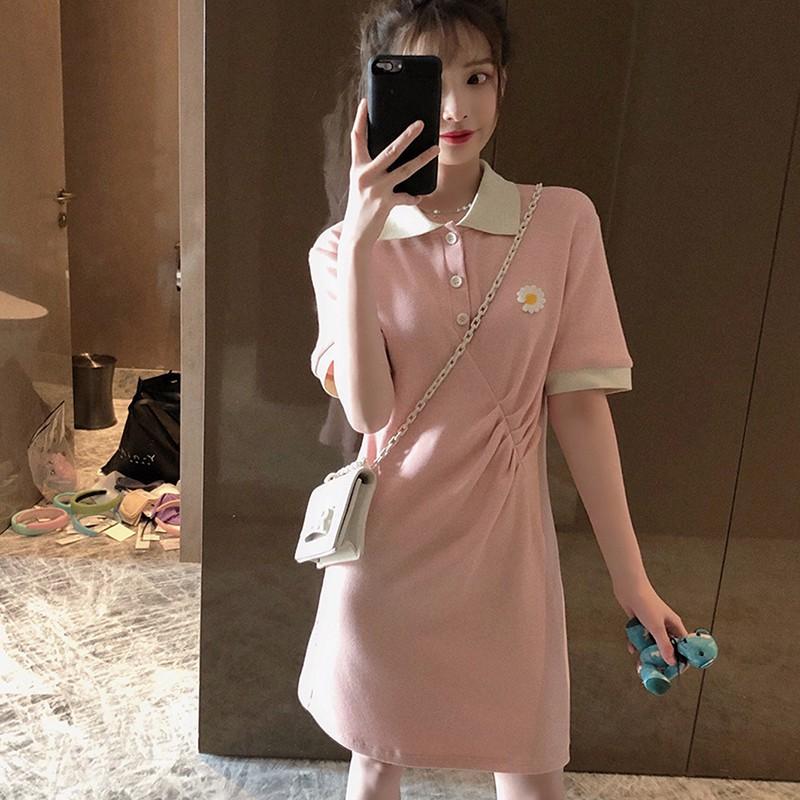 Đầm Tay Ngắn Cổ Bẻ Thiết Kế Thanh Lịch Cho Nữ