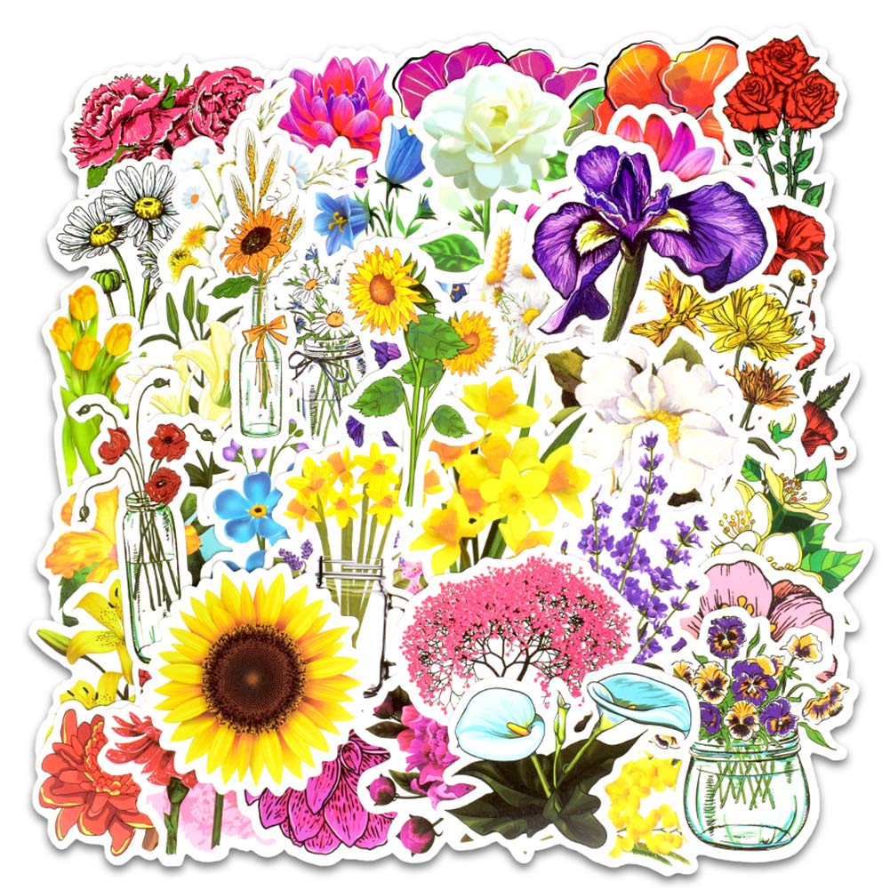 Set 30 Sticker hoa Flowers ảnh ép lụa