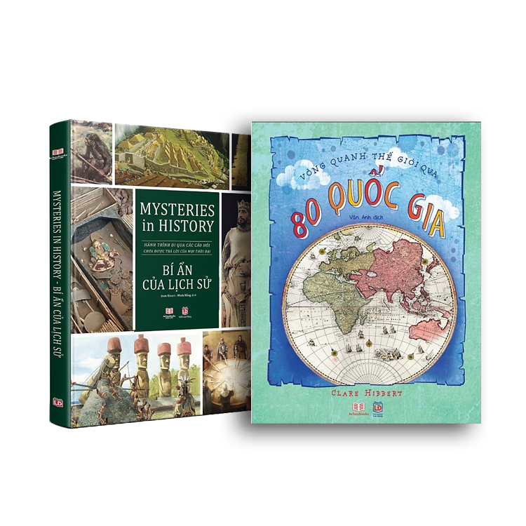Combo sách Bí ẩn của lịch sử và 80 bản đồ vòng quanh thế giới ( 2 cuốn ) sách bách khoa toàn thư lịch sử địa lý, bìa cứng, in màu - hiệu sách Genbooks
