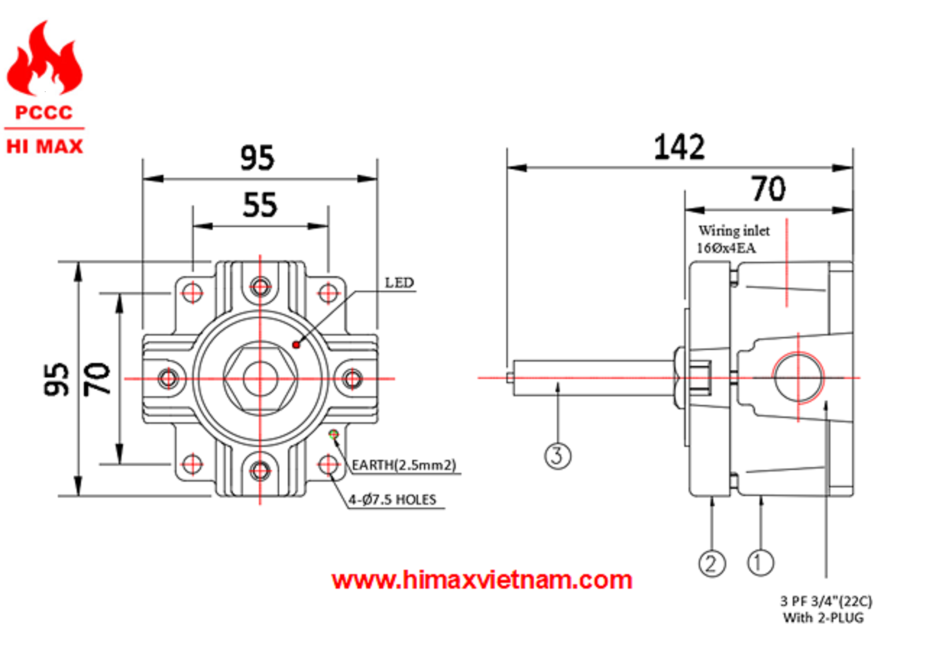 Đầu báo nhiệt chống nổ 70°C, 90°C hi max HK-EXFD70