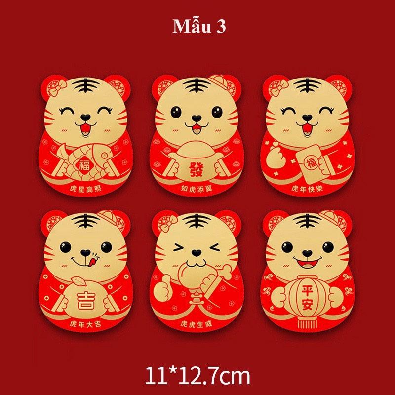 Bao lì xì hoạt hình đáng yêu chất liệu giấy cao cấp set 6 chiếc