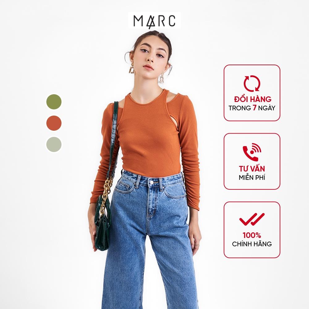 Áo thun kiểu khoét vai nữ MARC FASHION cutout tay dài rút nhún FASH090522