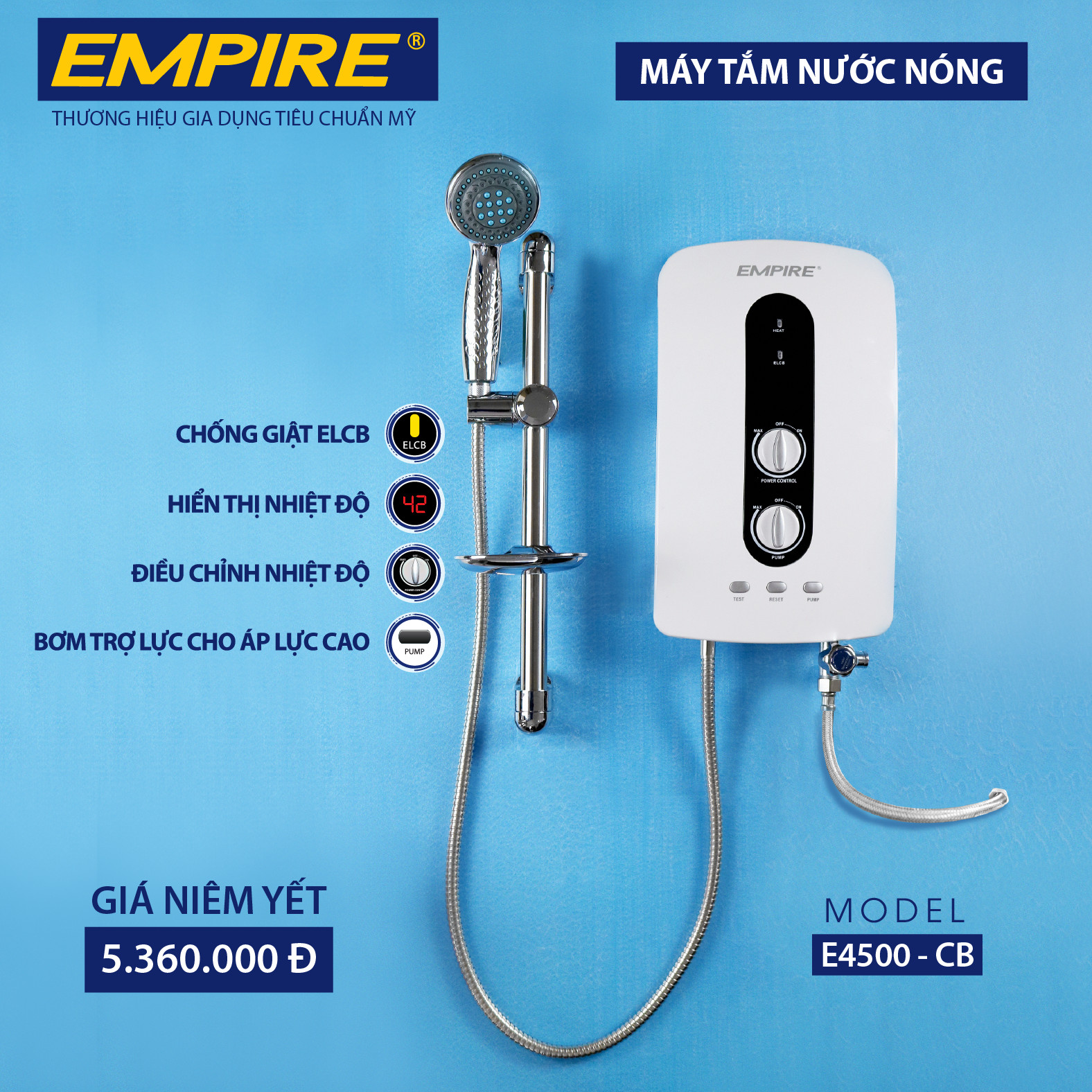 Máy nước nóng trực tiếp EMPIRE- HÀNG CHÍNH HÃNG.