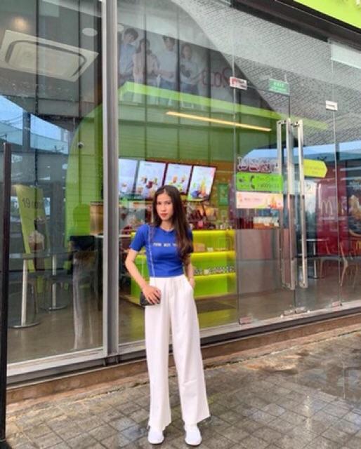 Quần culottes rộng cạp cao khoá trước 1 khuy- Quần ống rộng lưng cao khóa sườn dáng dài vải tuyết mưa vitex nhiều màu