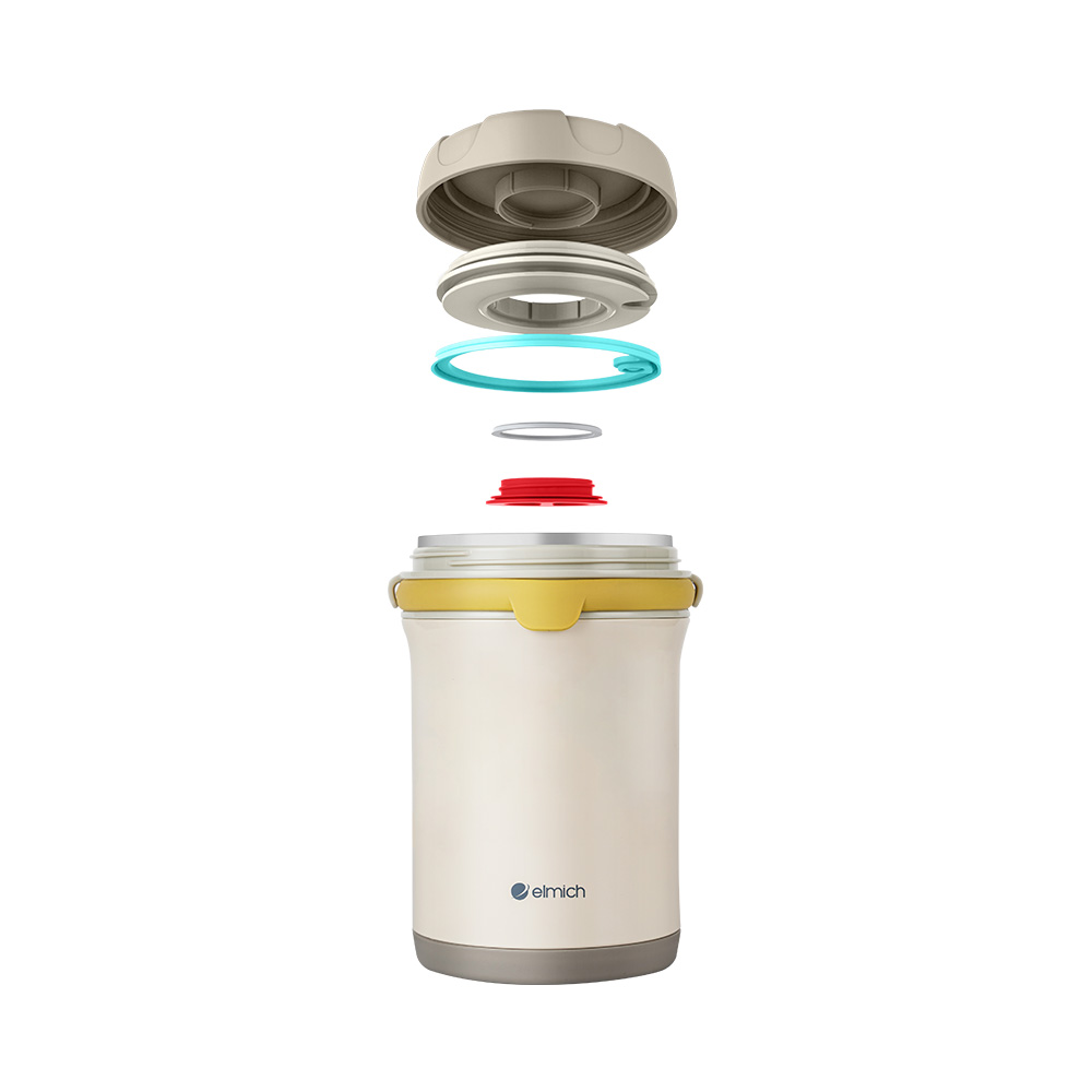 Bình đựng thức ăn giữ nhiệt inox 304 Elmich EL8310 1.2L, Hàng chính hãng, quai xách silicone,nắp có thể tháo rời-JoyMall
