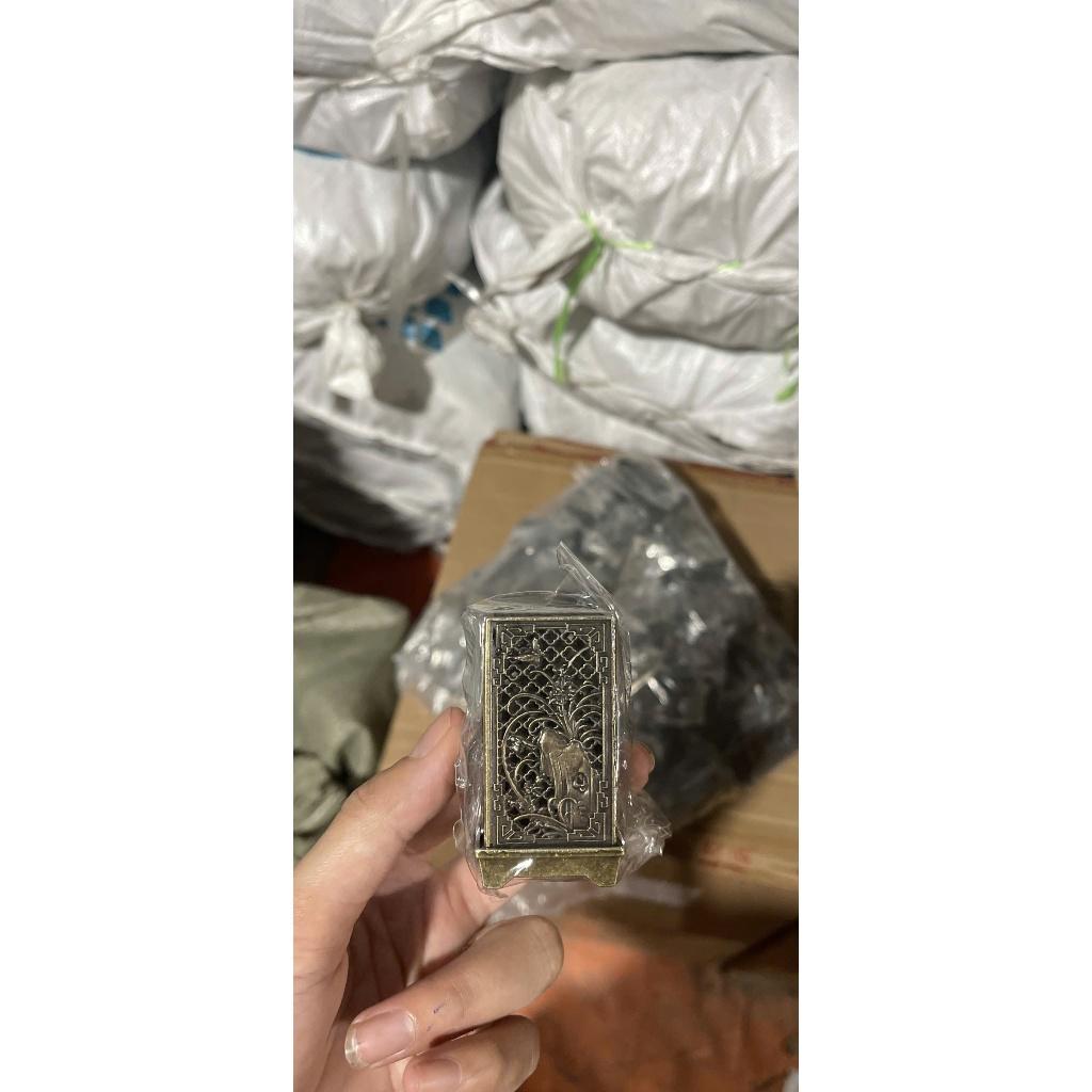 (Giao họa tiết ngẫu nhiên) Lư xông trầm mini chất liệu hợp kim, Lư đốt trầm vân mây, tặng miếng lót chống cháy