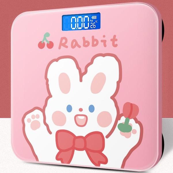 Cân điện tử hình THỎ RABBIT HỒNG kính cường lực Cân Sức Khỏe Cân Người Chịu Lực Tới 180KG Bảo Hành 1 NĂM