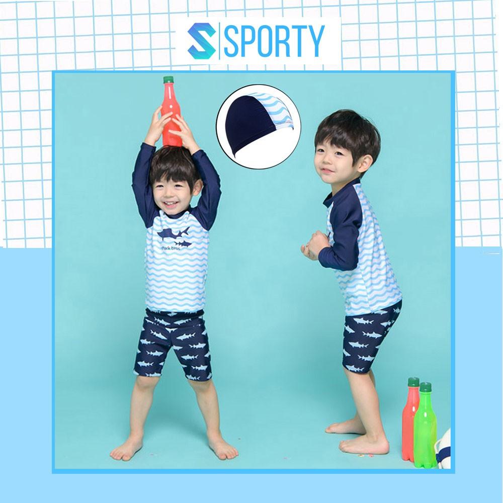 Đồ Bơi Trẻ Em - Áo Bơi Dài Tay Cho Bé Trai Kèm Quần Lửng Mẫu Cá Mập SPORTY SW334