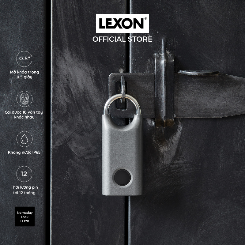 Ổ khóa vân tay LEXON thông minh sinh trắc học - NOMADAY LOCK - Hàng chính hãng