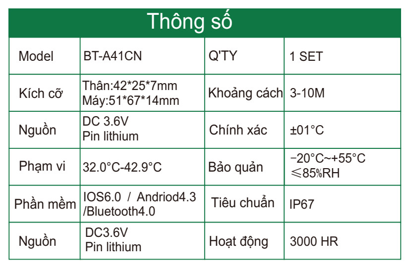 Nhiệt kế theo dõi liên tục FaCare BT -  A41CN