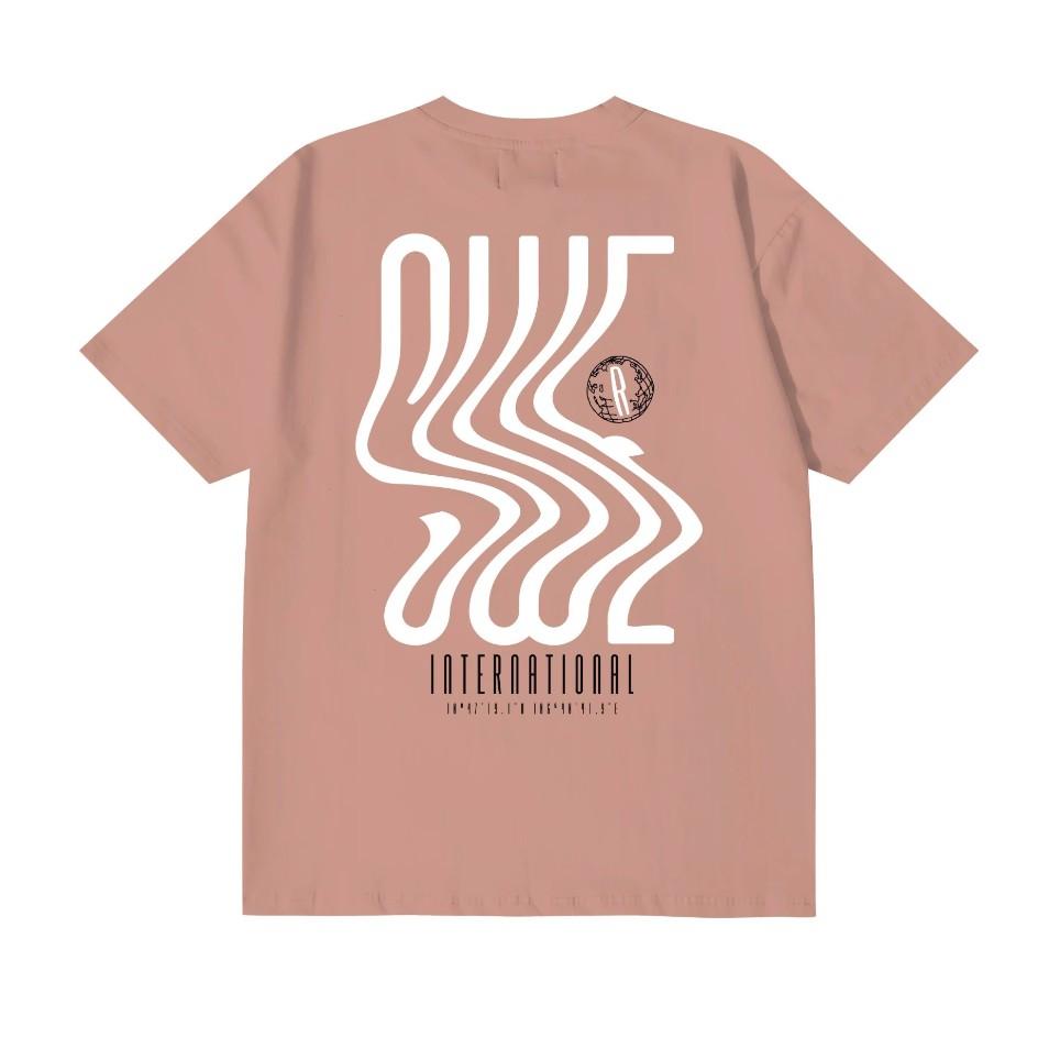 Áo thun nam nữ SWE INTL Pink form rộng, 100% cotton chính hãng