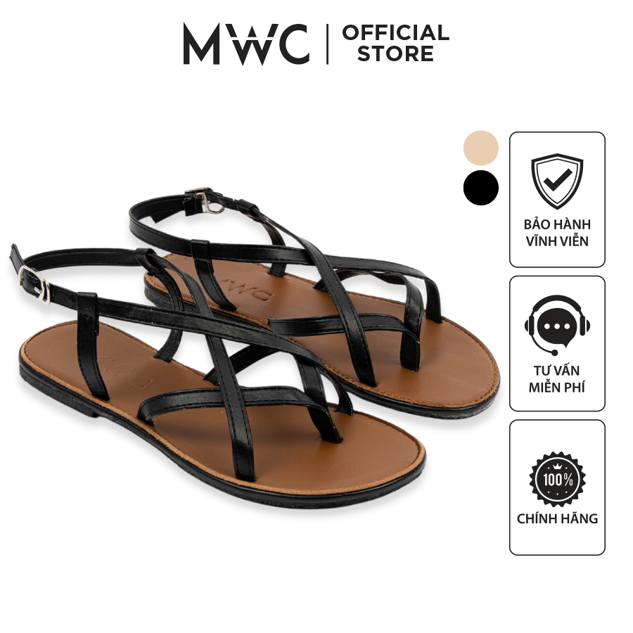 Giày sandal nữ xỏ ngón phối dây đan MWC NUSD- 2774