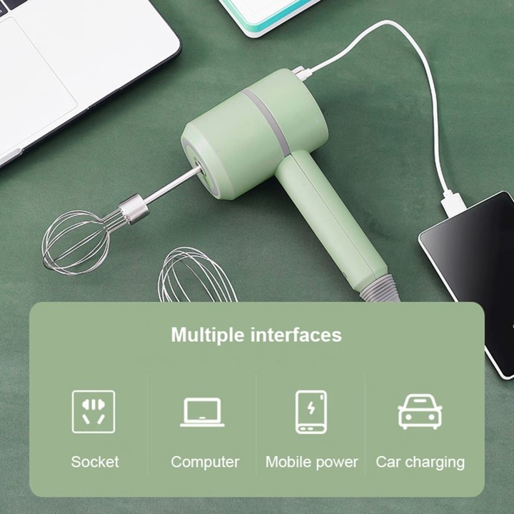 Máy Xay Tỏi Đa Năng 3in1 Kèm Đầu Đánh Trứng Sạc USB Tiện Lợi