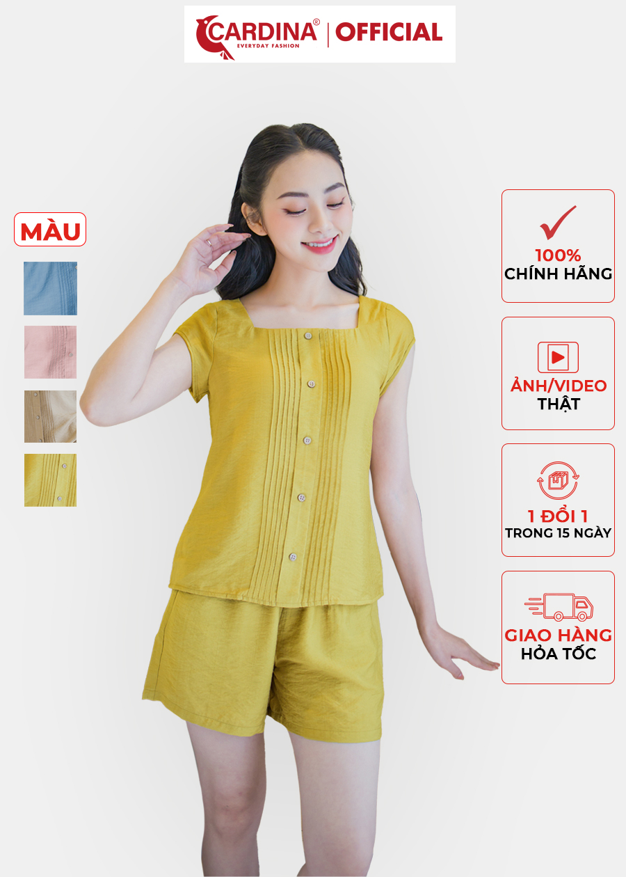 Đồ Bộ Nữ CARDINA Chất Đũi BamBoo Cao Cấp Áo Cổ Vuông Tay Hến Quần Đùi Siêu Mát 3DF06