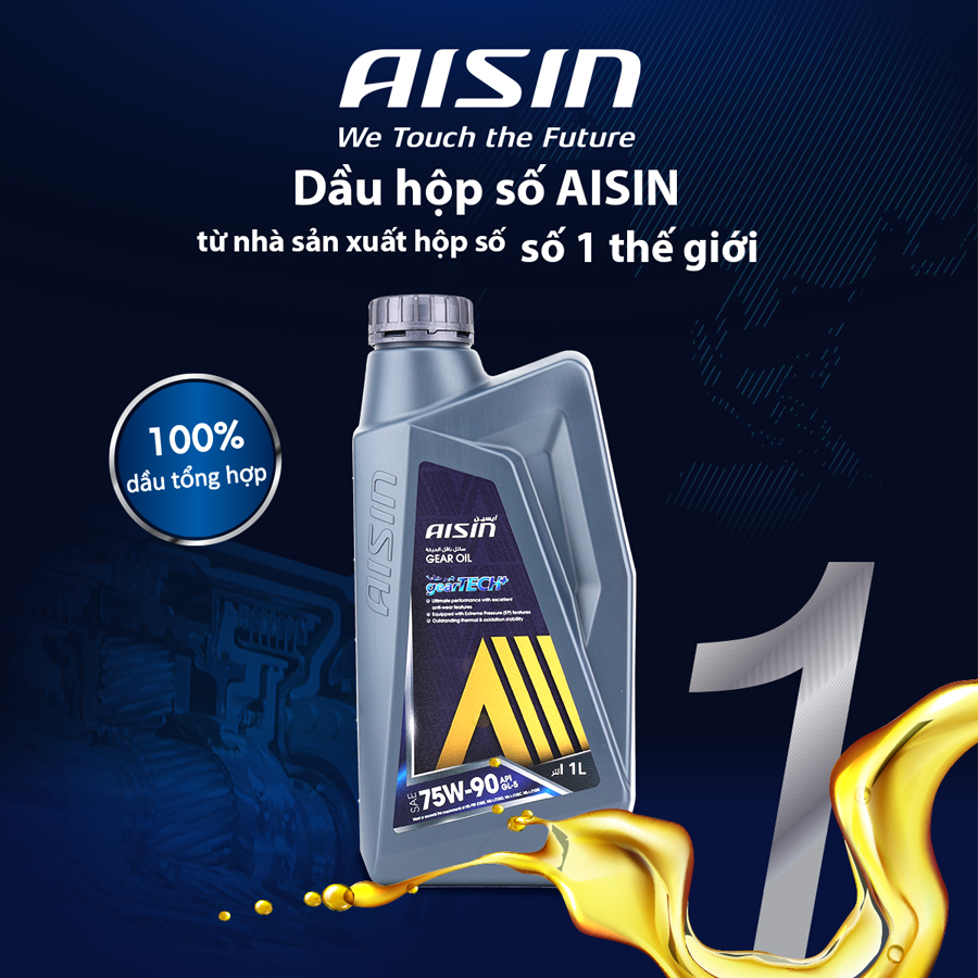 Nhớt Hộp Số AISIN Geartech+ GL-5 75W90 1 Lít GSL57591PB - Nhập Khẩu Chính Hãng