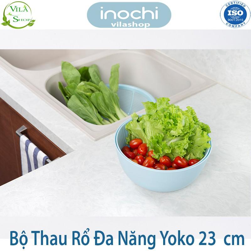 Thau Rổ Nhựa, Bộ Thau Rổ ĐA NĂNG Yoko 23cm, Chính Hãng Inochi, Nhựa PP Nguyên Sinh - Kháng Khẩu - Khử Mùi