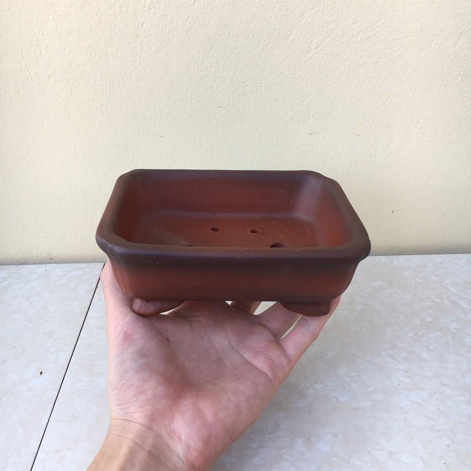 Chậu bonsai Chữ nhật mini đất nung gốm Bát tràng 1 size BM-39