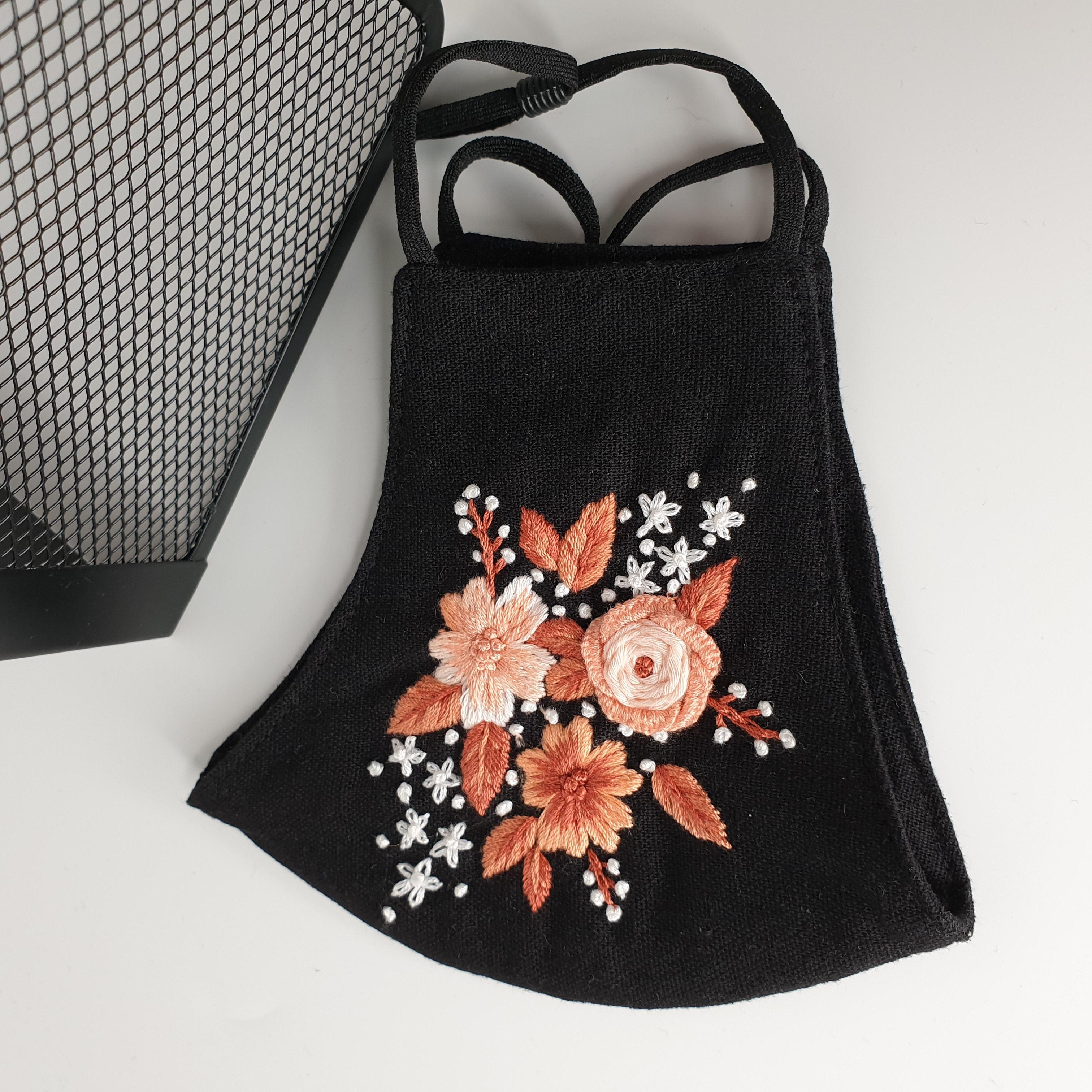 Khẩu trang thêu tay vải linen JL189X