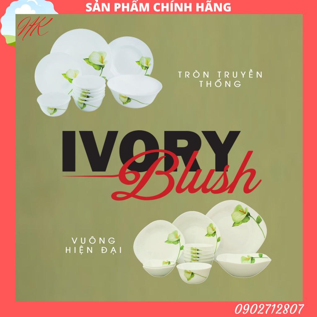 Bộ chén đĩa thủy tinh vuông tròn Diva Ivory Y.G - IB 12 món (La Opala)