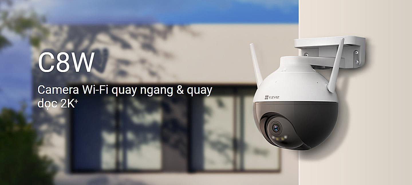 Camera Wifi Ngoài Trời EZVIZ C8W 4M 2K Quay 360 Độ, Màu Ban Đêm, Đàm Thoại 2 Chiều, Nhận Diện Người Bằng AI - Hàng Chính Hãng