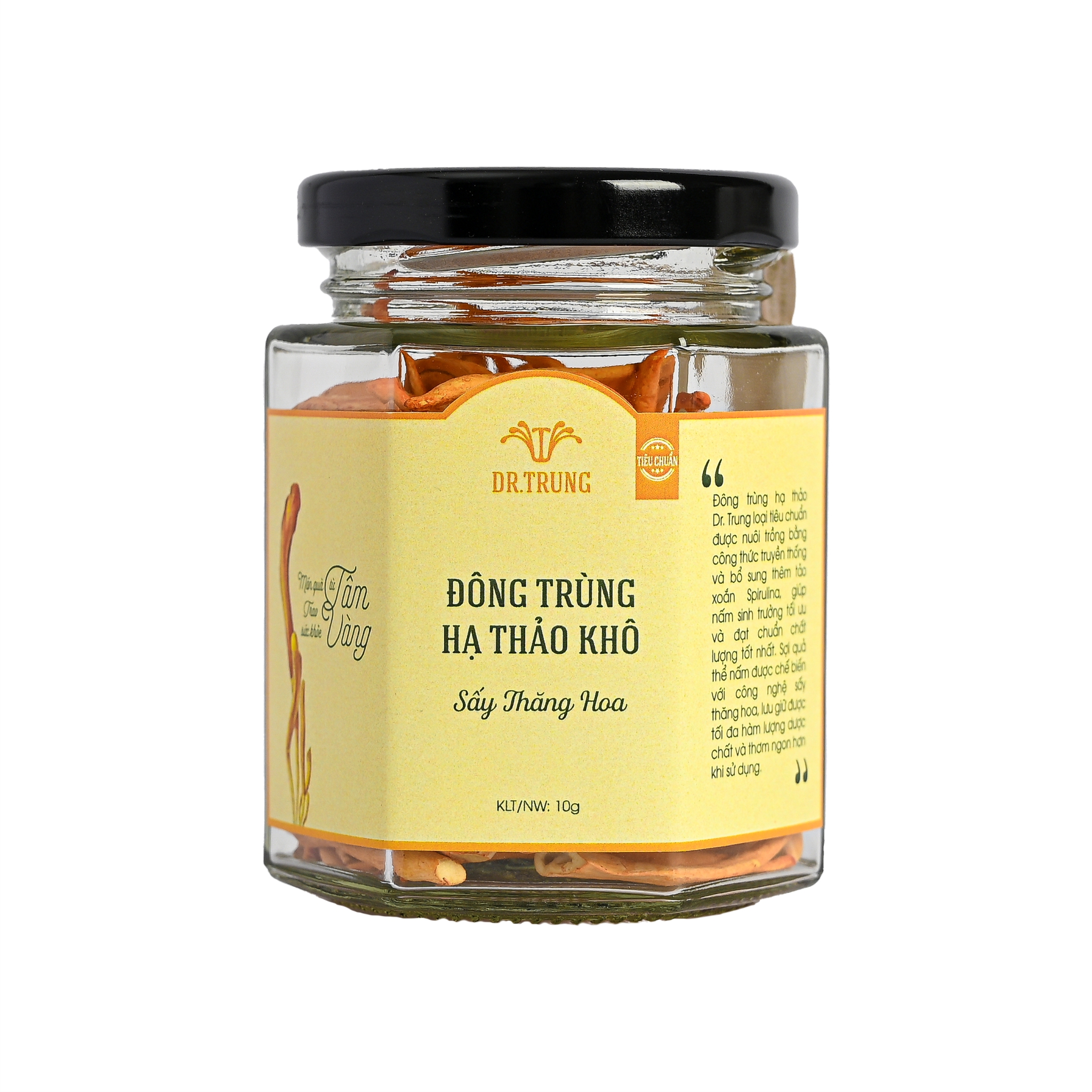 Đông trùng hạ thảo DR. TRUNG (Sợi Khô - Sấy thăng hoa) Hũ 10 Gram - Loại TIÊU CHUẨN - (Cordycepin & Adenosine cao giúp tăng đề kháng mạnh, ngủ ngon, giảm mệt mỏi)