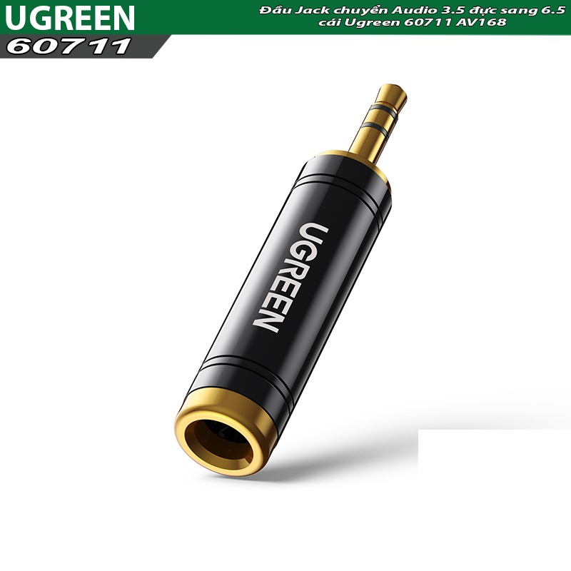 Đầu Jack chuyển Audio 3.5 đực sang 6.5 cái Ugreen 60711 AV168 hàng chính hãng