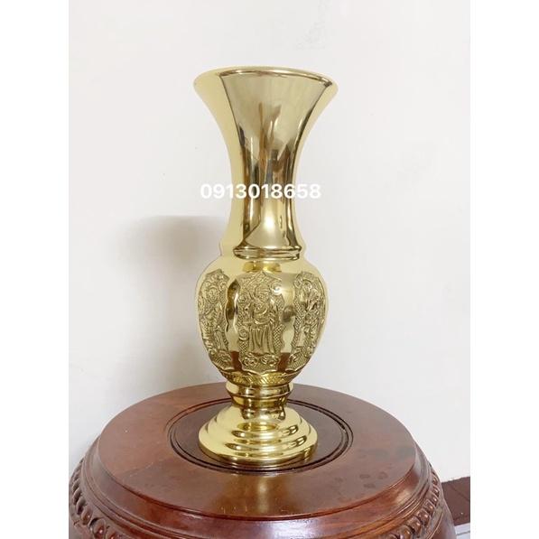 Hoa sen đồng 10 cành + 1 lọ hoa bát tiên cao 30cm bằng đồng