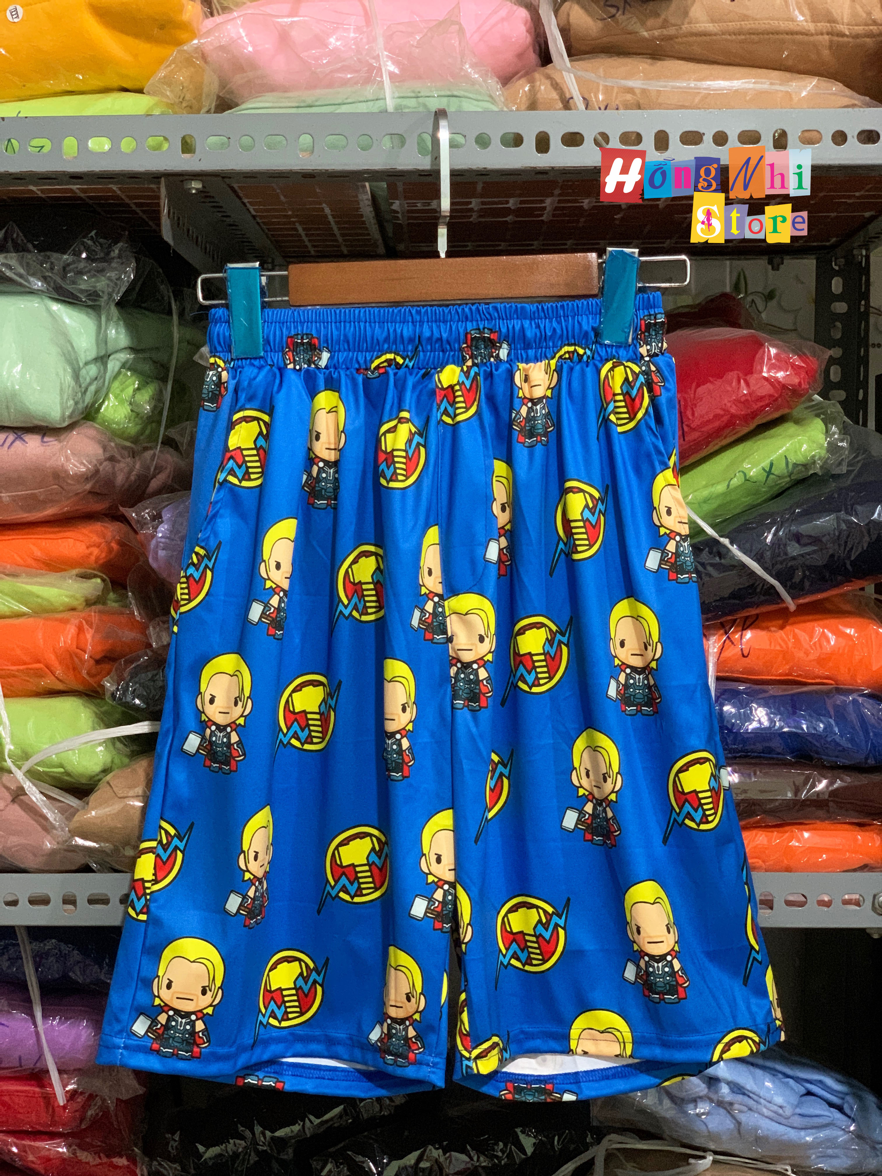 Quần Short Cartoon Unisex, Quần Đùi Hoạt Hình Loang Màu Phiên Bản Mới - MM