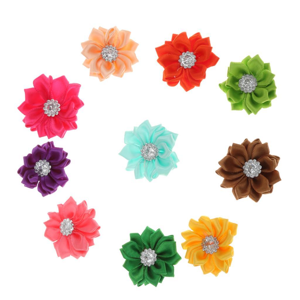 10pcs Satin Ribbon Flower Craft DIY Accessory Wedding Appliques Multi-color