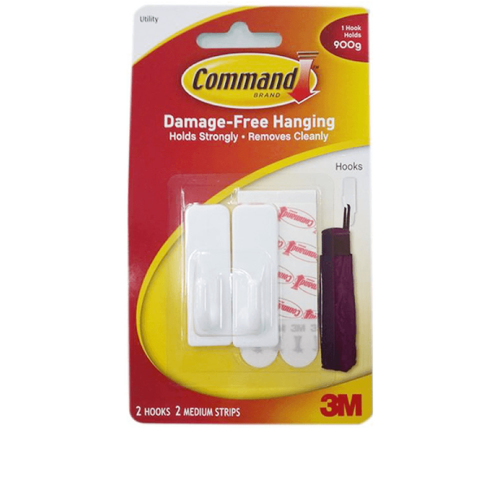 Móc dán tường chịu lực Command 3M 900g, 2 chiếc/vỉ