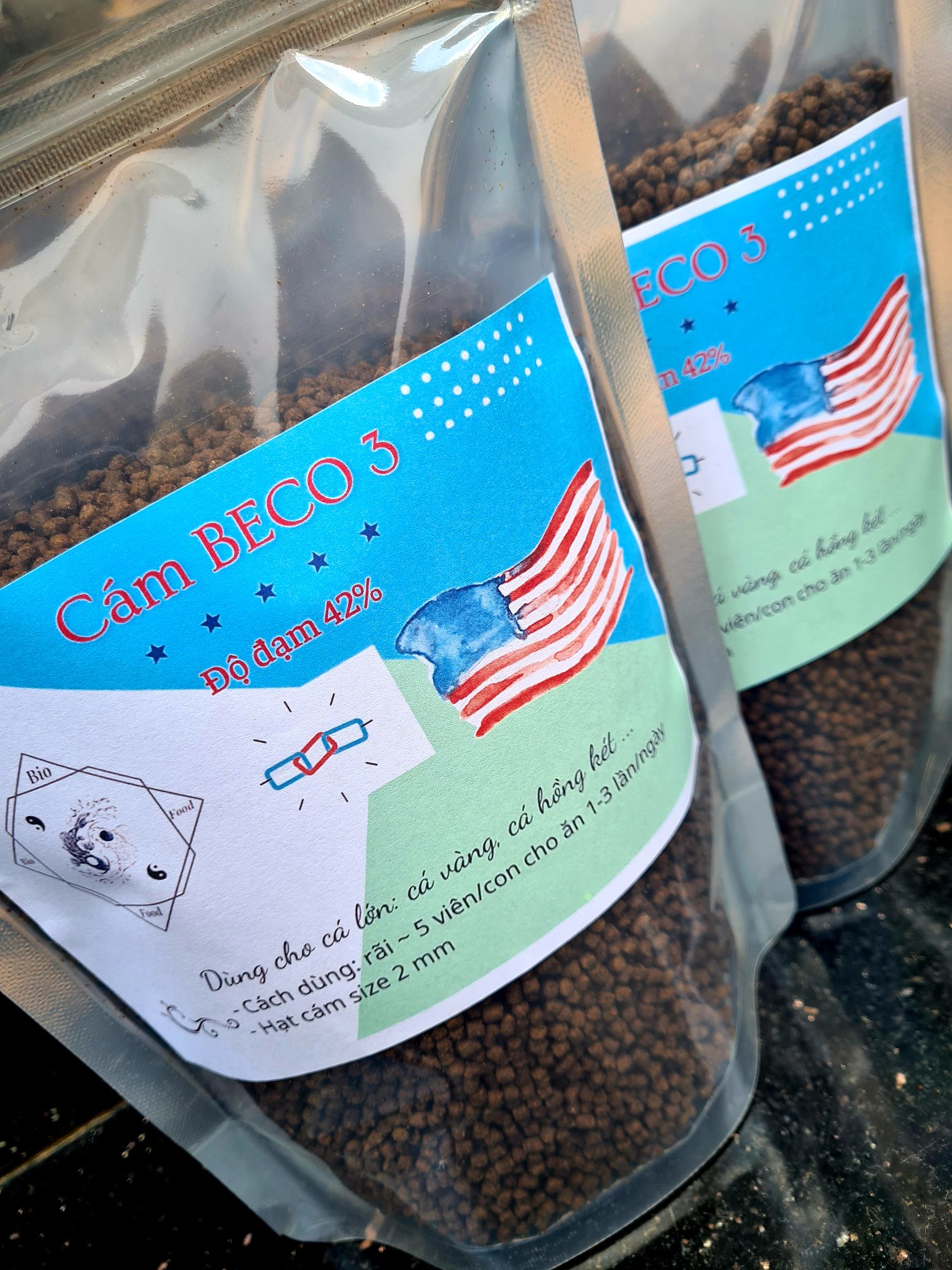500g Cám BECO 3 NEW - Thức ăn cho cá lớn Bio Food túi zip 500 g