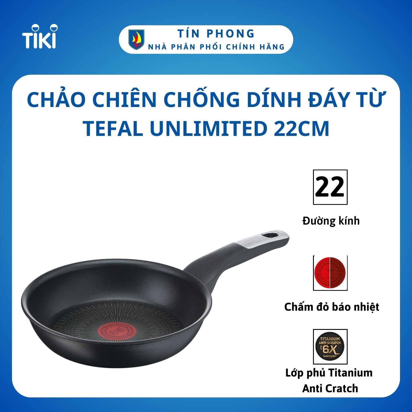 Chảo chiên chống dính đáy từ Tefal Unlimited 22cm,dùng cho mọi loại bếp- Sản xuất tại Pháp – Hàng chính hãng