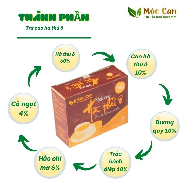 Combo 3 hộp Trà cao hà thủ ô túi lọc Mộc Can bổ máu đen tóc ngăn ngừa rụng tóc, tóc bạc sớm