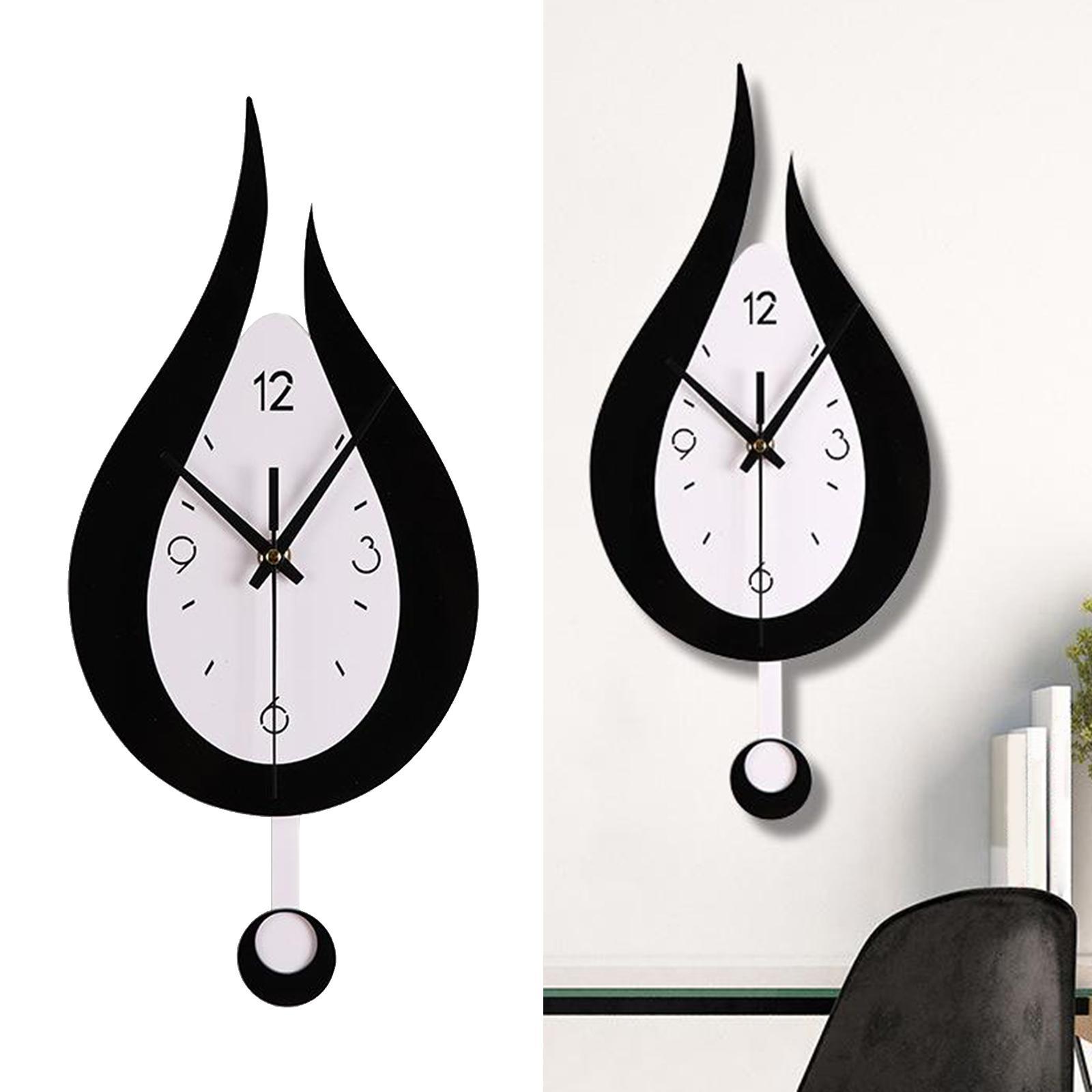 Set of 2 Modern Pendulum Kitchen Wall Clocks Battery Operated Decorative Clock