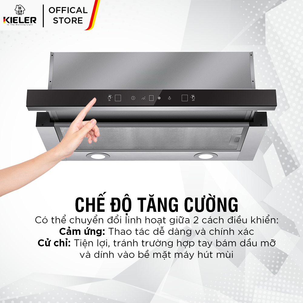 Máy hút mùi KIELER KL-HA223 công suất hút mạnh, khử mùi hiệu quả, điều khiểm cảm ứng kết hợp cử chỉ, dễ dàng lắp đặt - Hàng Chính Hãng