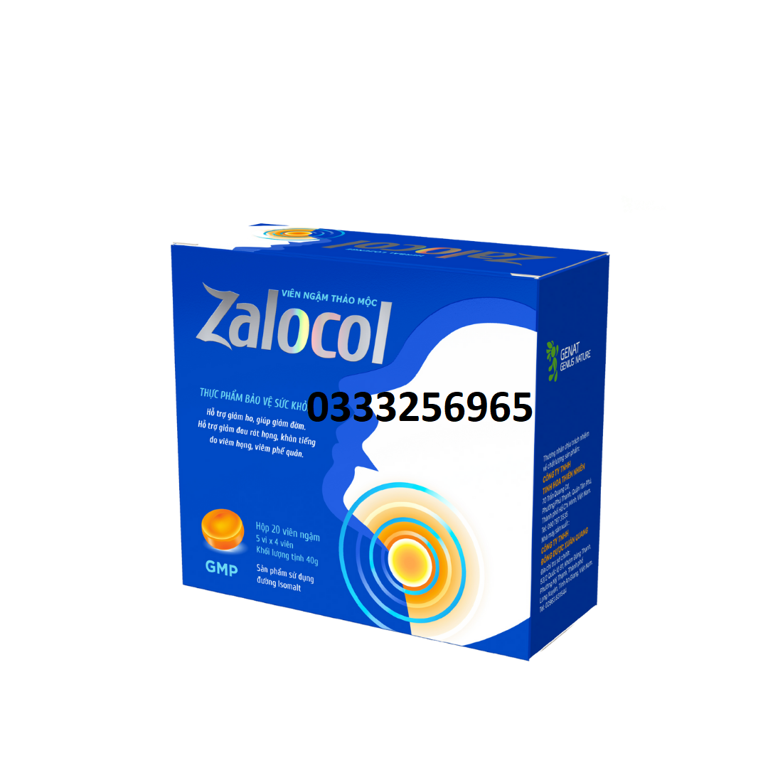 Viên ngậm thảo mộc Zalocol ( 20 viên) Hỗ trợ giảm ho, giúp giảm đờm, giảm đau rát họng, khản tiếng - Genat