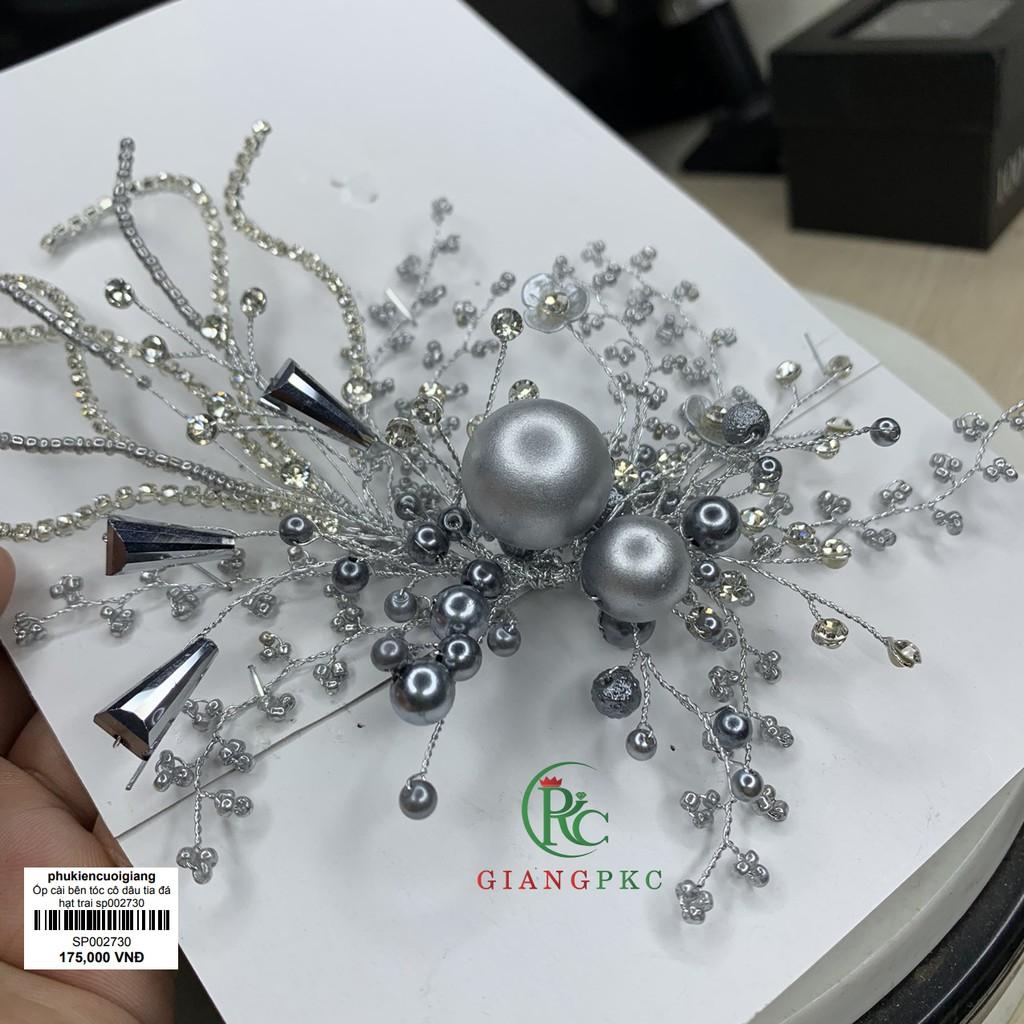 Ốp cài bên tóc cô dâu tia đá hạt trai giangpkc sp002730