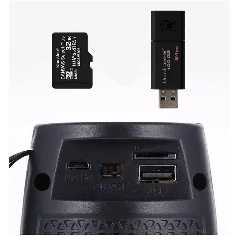 Loa tương thích Bluetooth Trọng lượng nhẹ Di động Thẻ không dây dạ quang RGB đầy màu sắc Loa Fm Máy nghe nhạc có dây buộc Màu sắc: đen