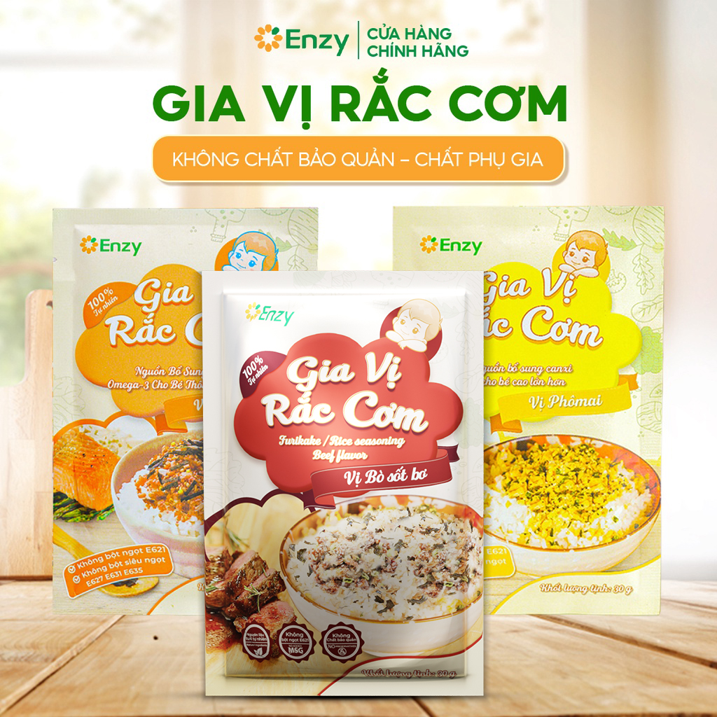 Gia Vị Rắc Cơm Ăn Dặm Cho Bé, Đồ Ăn Furikake Vị Bò Sốt Bơ, Gia Vị Rắc Cơm Enzy, Gói 30gr