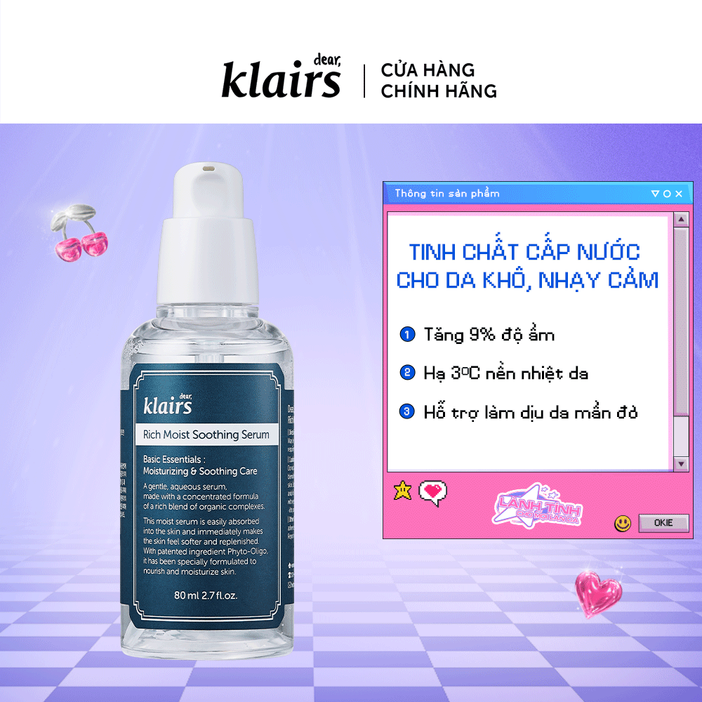 Tinh chất dưỡng da Dear, Klairs Rich Moist Soothing Serum 80ml